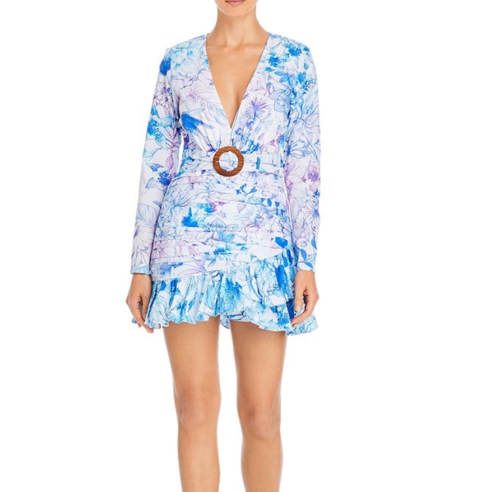 Rococo Sand Belted Ruched Mini Dress